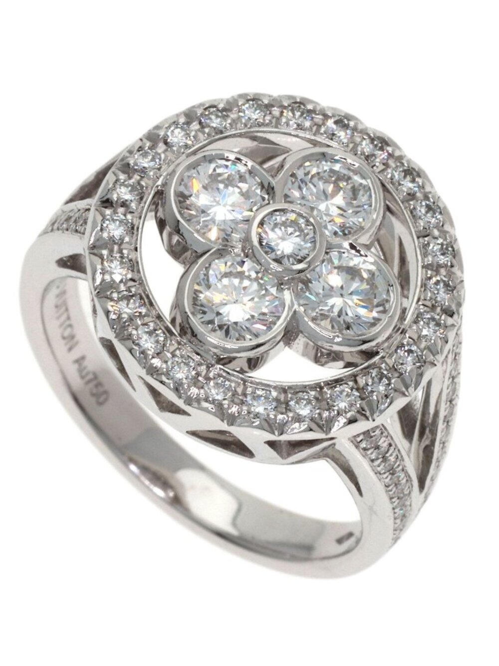 Louis Vuitton Bague Blossom GM Diamond 50 Ring 18k White Gold